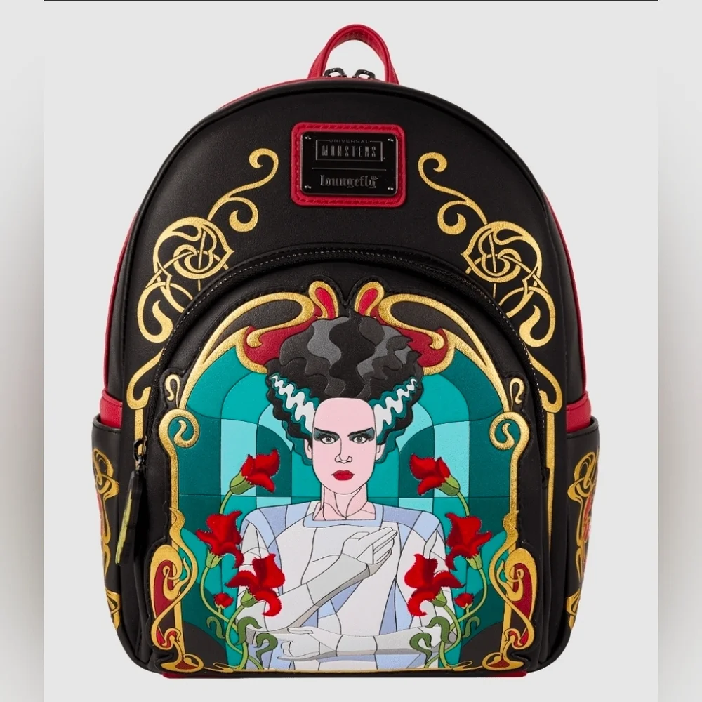 LOUNGEFLY Universal Monsters Bride Of Frankenstein Stained Glass Mini Backpack